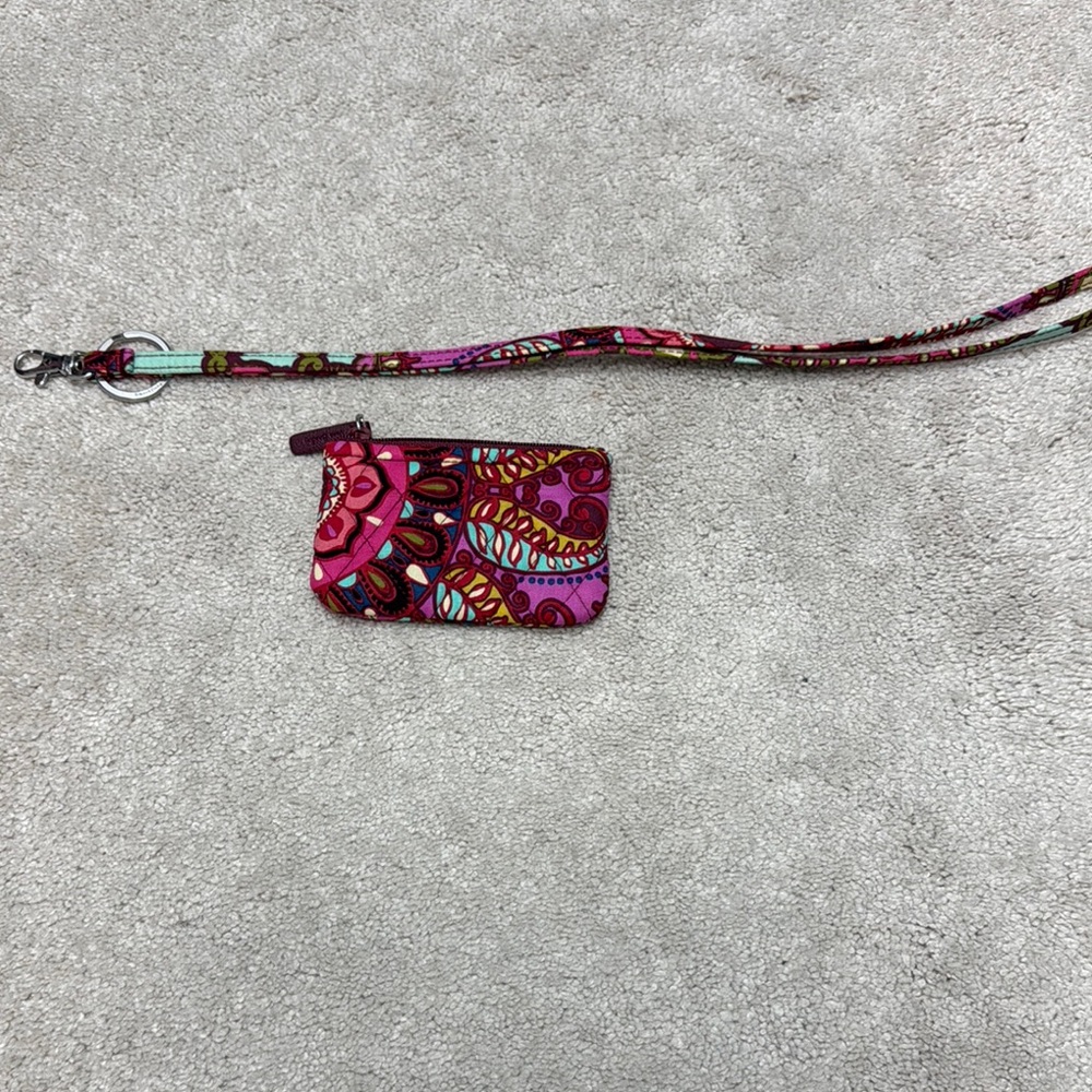 Vera Bradley Pink Patterned coin with removable keychain